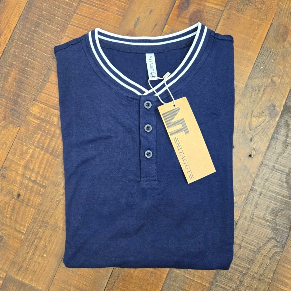 NWT Nitagut short sleeve Navy And White MENS Large